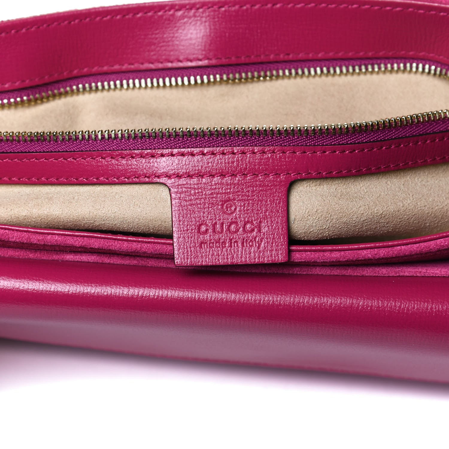 Gucci Suede Azalea Calfskin Small Marina Chain Shoulder Bag Fucsia 6 of 14