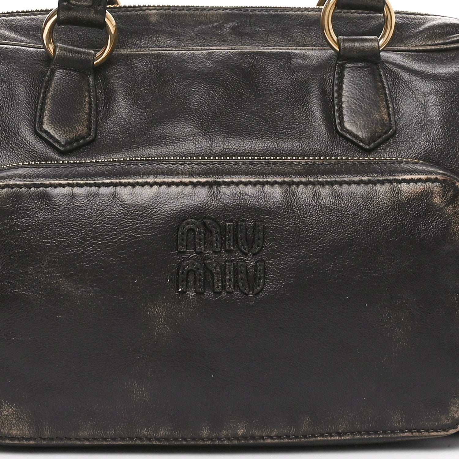 Miu Miu Distressed Nappa Shoulder Bag Sand Coffee 7 of 9