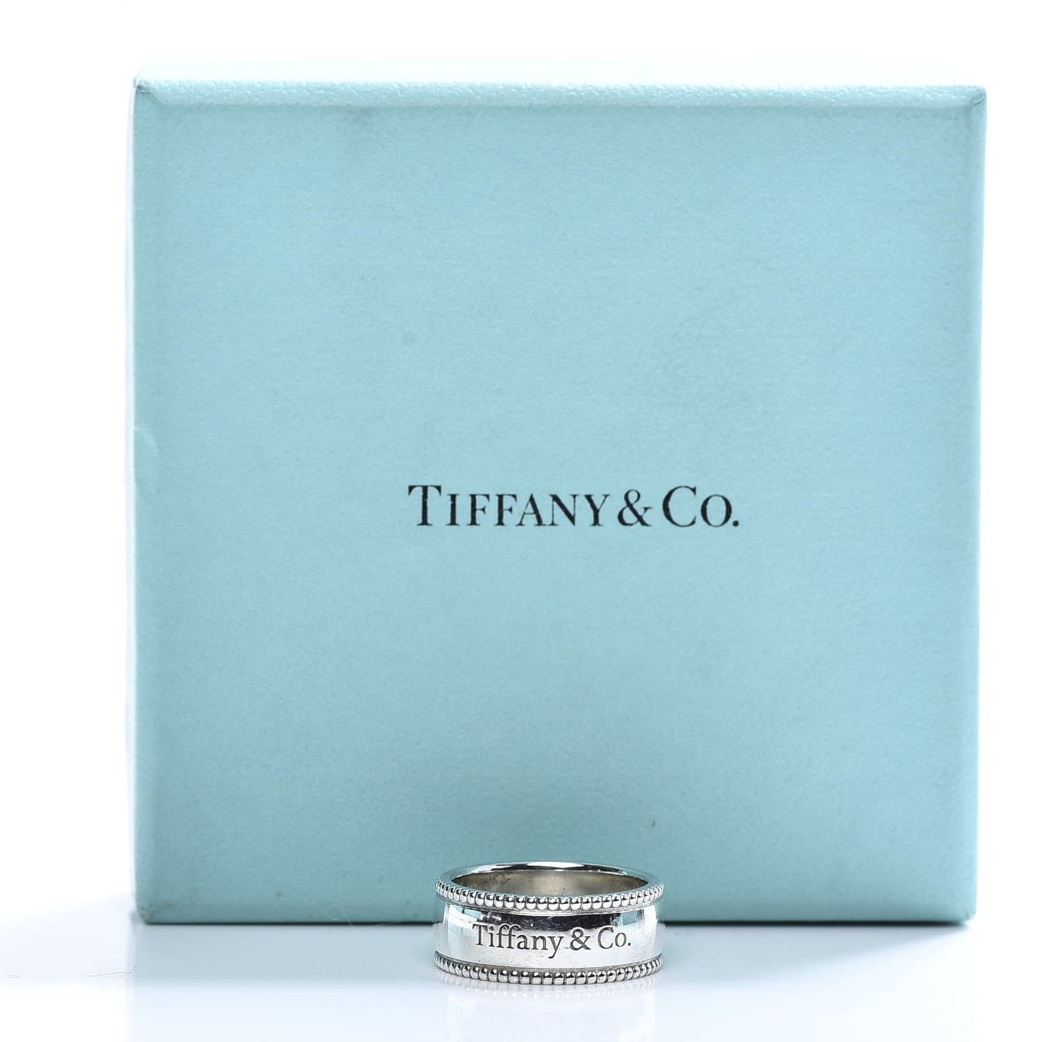 Tiffany Sterling Silver Milgrain Logo Band Ring 54 7 6 of 6