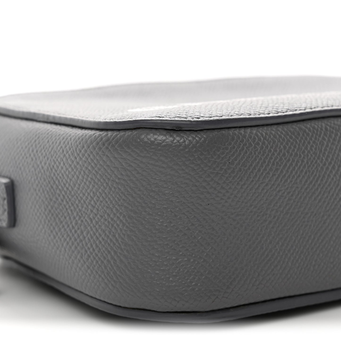 Grained Calfskin Logo XS Ville Camera Bag Gris Perle Fonce White