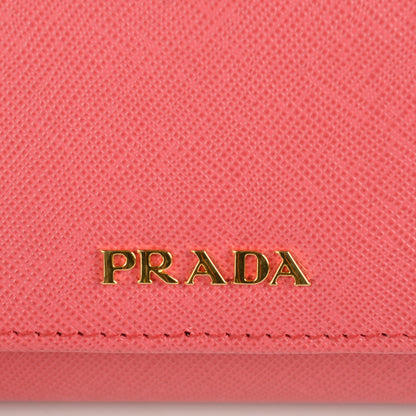 Prada Saffiano Bi-Color Phenix Flap Over Wallet Fragola Talco 7 of 10