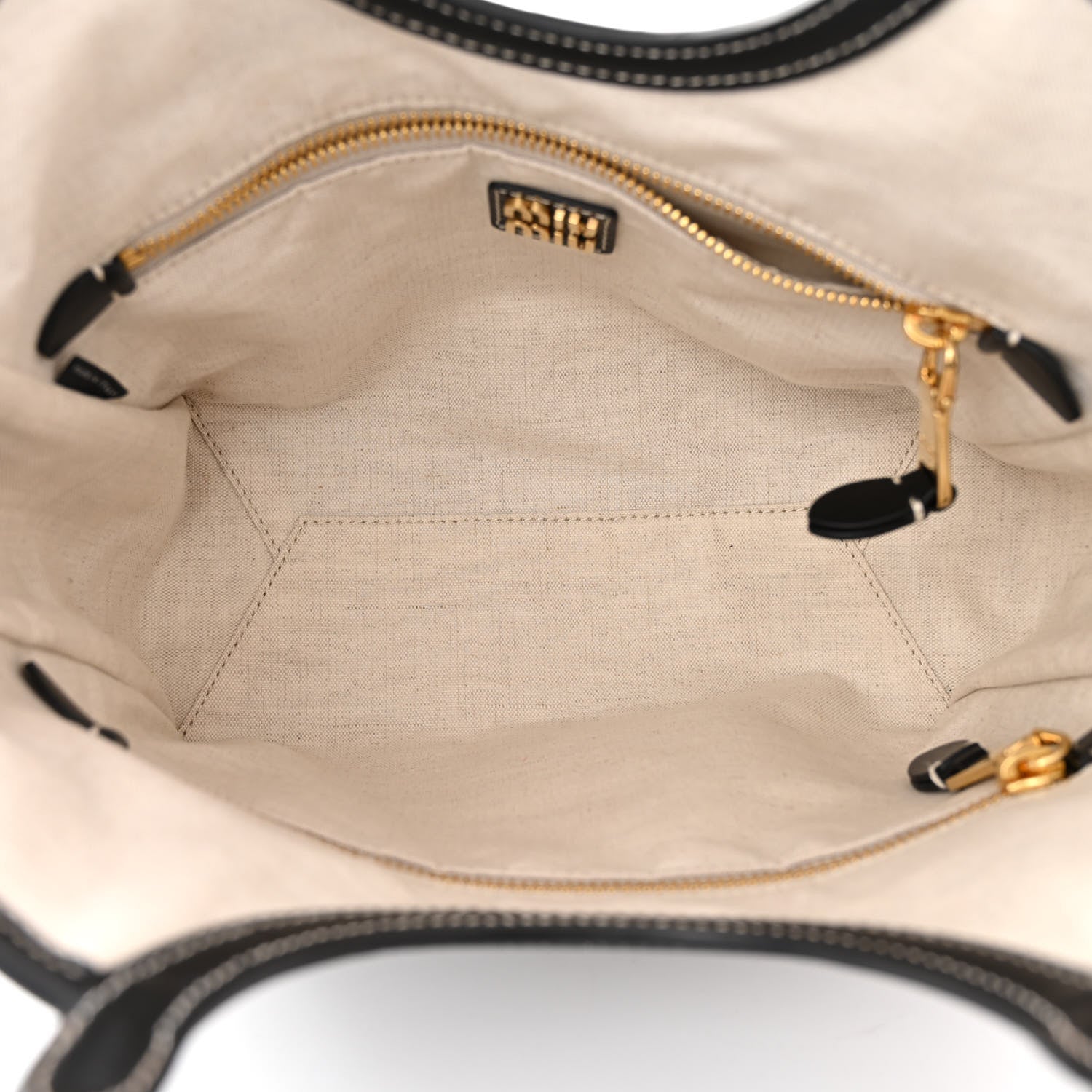 Miu Miu Soft Calf Softy Small Ivy Tote Bag Black 5 of 10