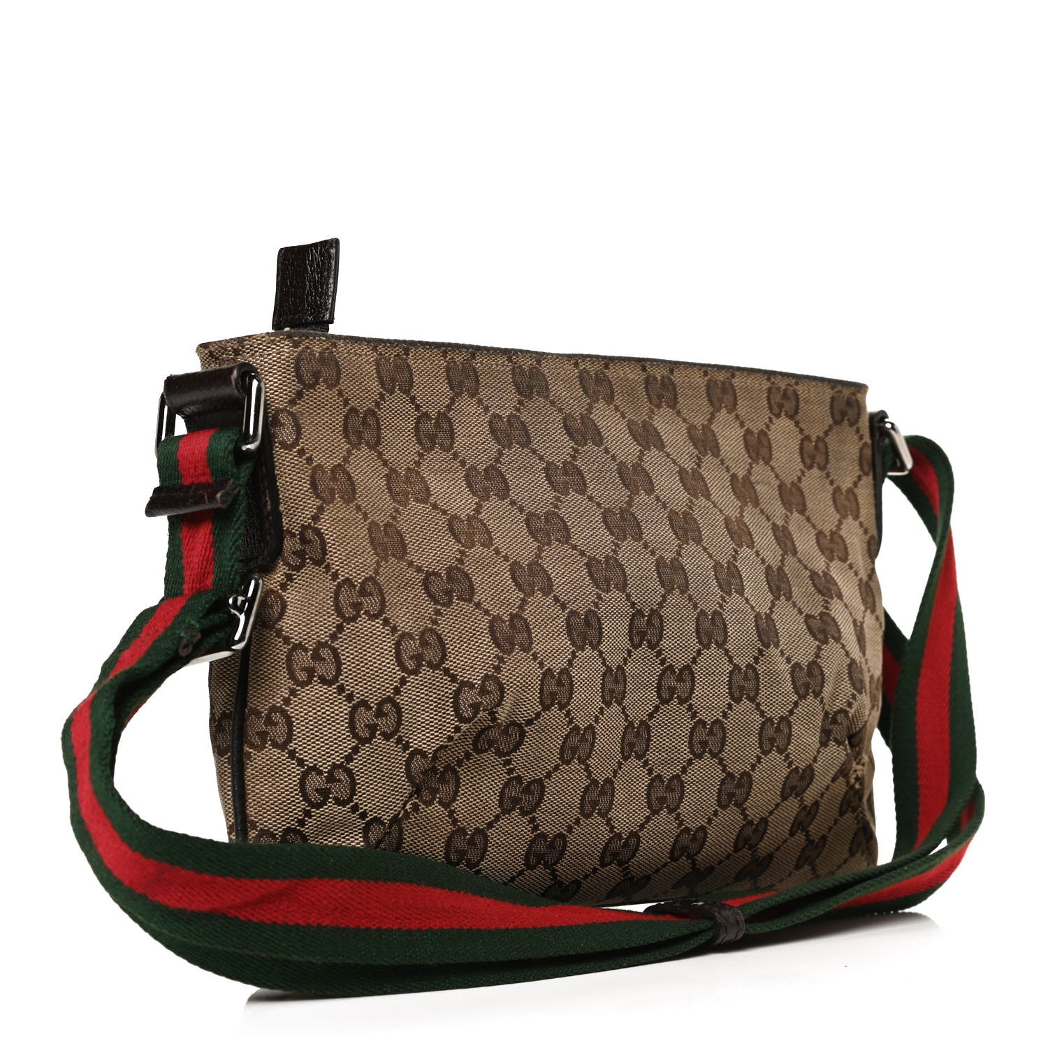 Gucci Monogram Web Small Flat Messenger Crossbody Dark Brown 3 of 12