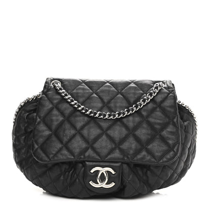 Chanel Washed Lambskin Quilted Large Chain Around Messenger Black 1 of 11