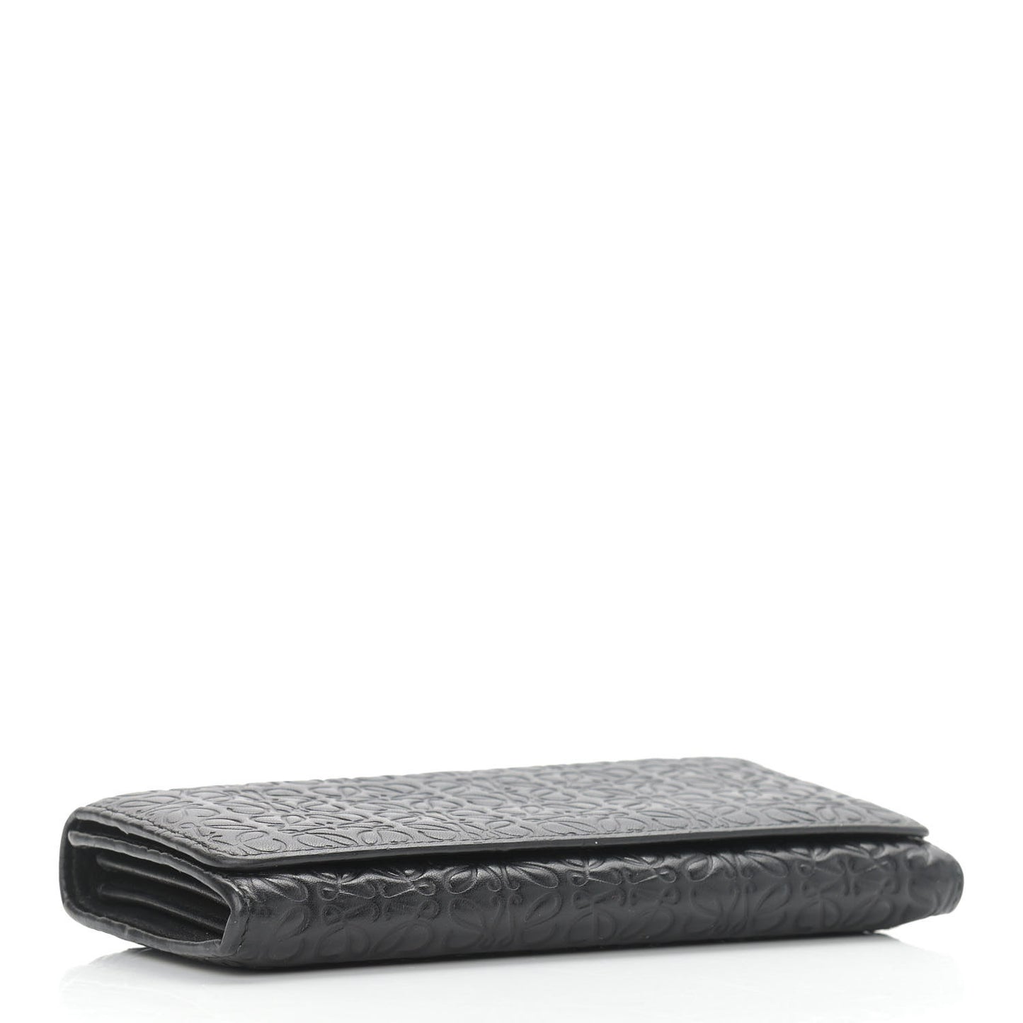 Calfskin Anagram Embossed Continental Wallet Black