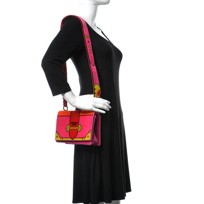 Prada Velluto Ricamo Cahier Shoulder Bag Fuxia 2 of 11