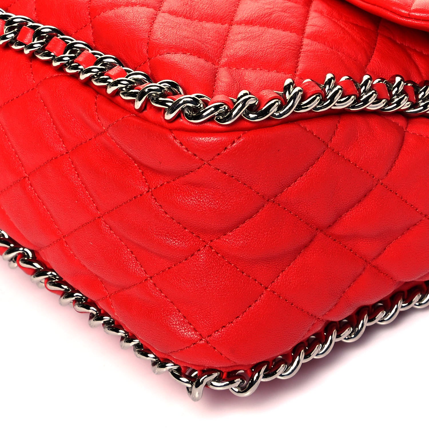 Chanel Washed Lambskin Quilted Maxi Chain Around Flap Red 10 of 10