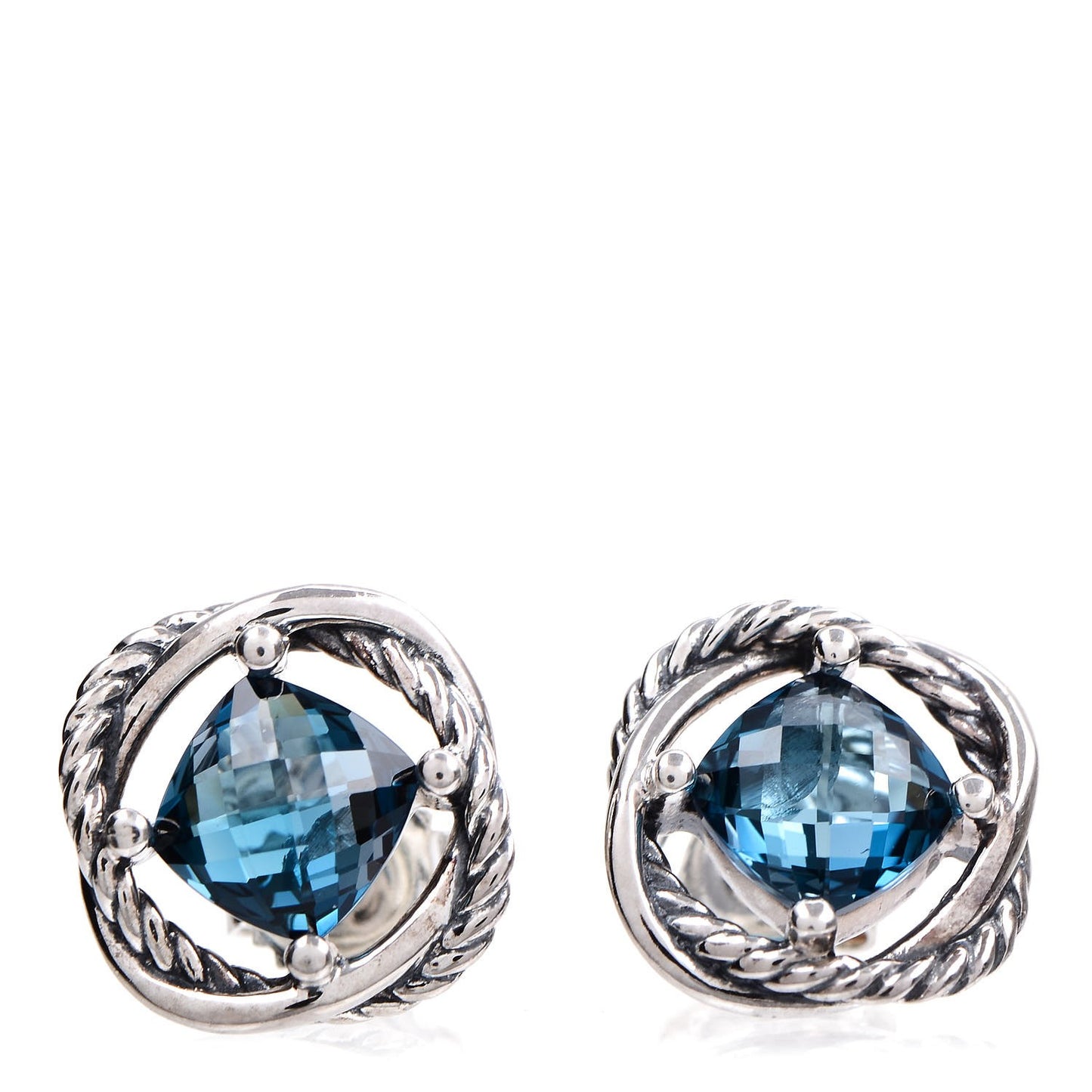 Sterling Silver Hampton Blue Topaz 7mm Infinity Earrings