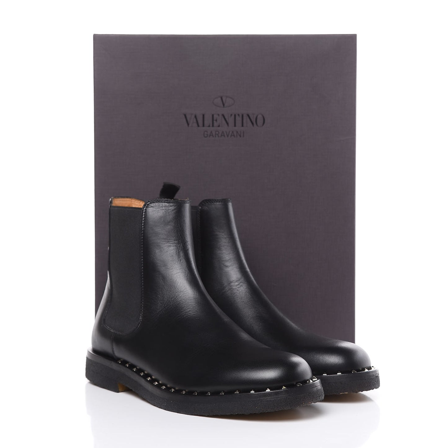 Calfskin Soul Rockstud Beatle Chelsea Ankle Boots 40 Black