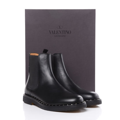 Valentino Garavani Calfskin Soul Rockstud Beatle Chelsea Ankle Boots 40 Black 8 of 8