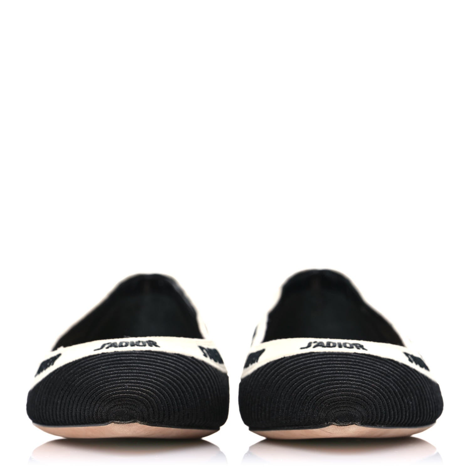 Christian Dior Fabric Ribbon Embroidered J'Adior Ballet Flats 37 Black 2 of 10