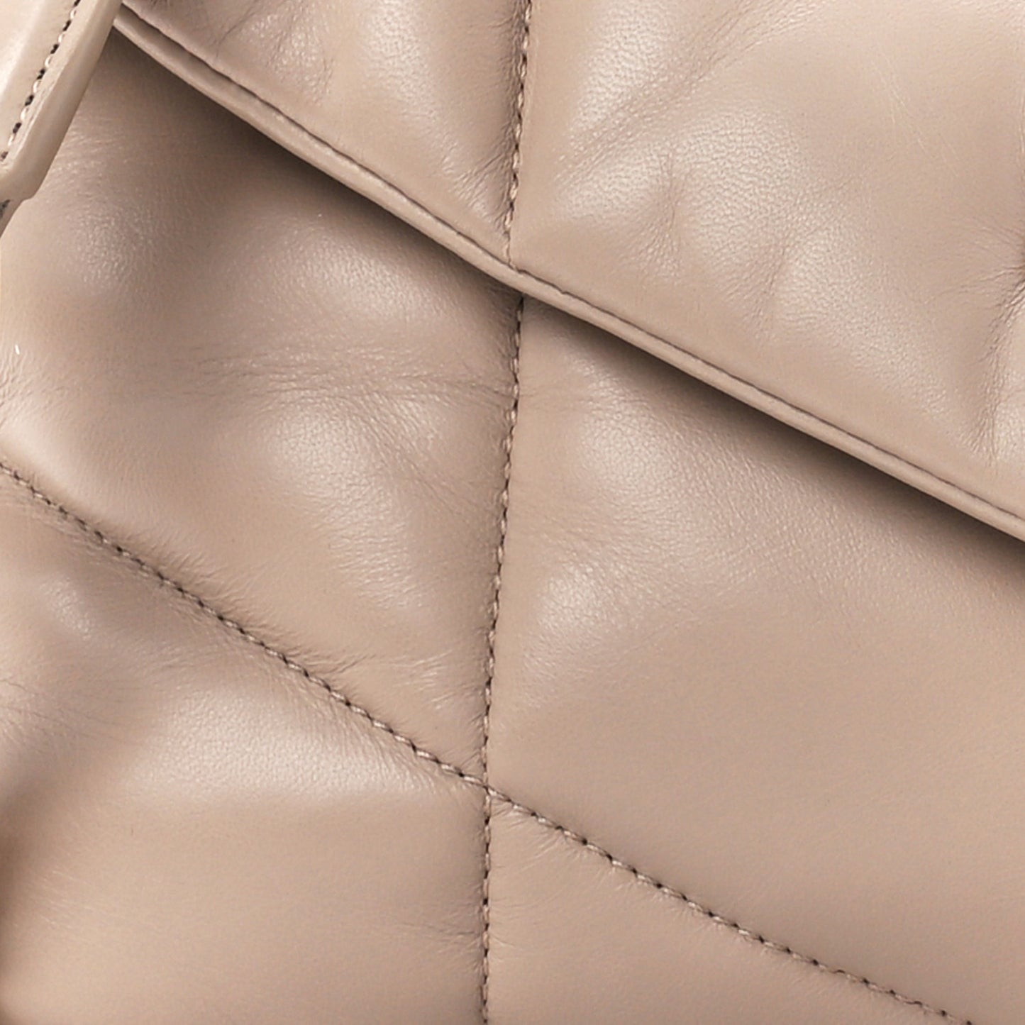 Lambskin Quilted Small Loulou Puffer Monogram Chain Satchel Dark Beige
