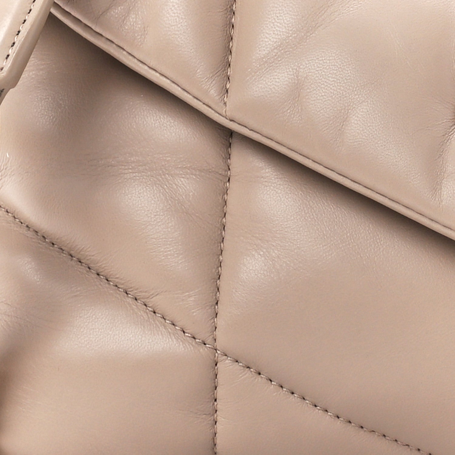 Saint Laurent Lambskin Quilted Small Loulou Puffer Monogram Chain Satchel Dark Beige 9 of 11