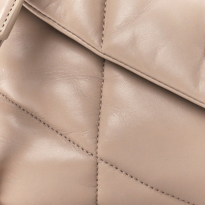 Saint Laurent Lambskin Quilted Small Loulou Puffer Monogram Chain Satchel Dark Beige 9 of 11