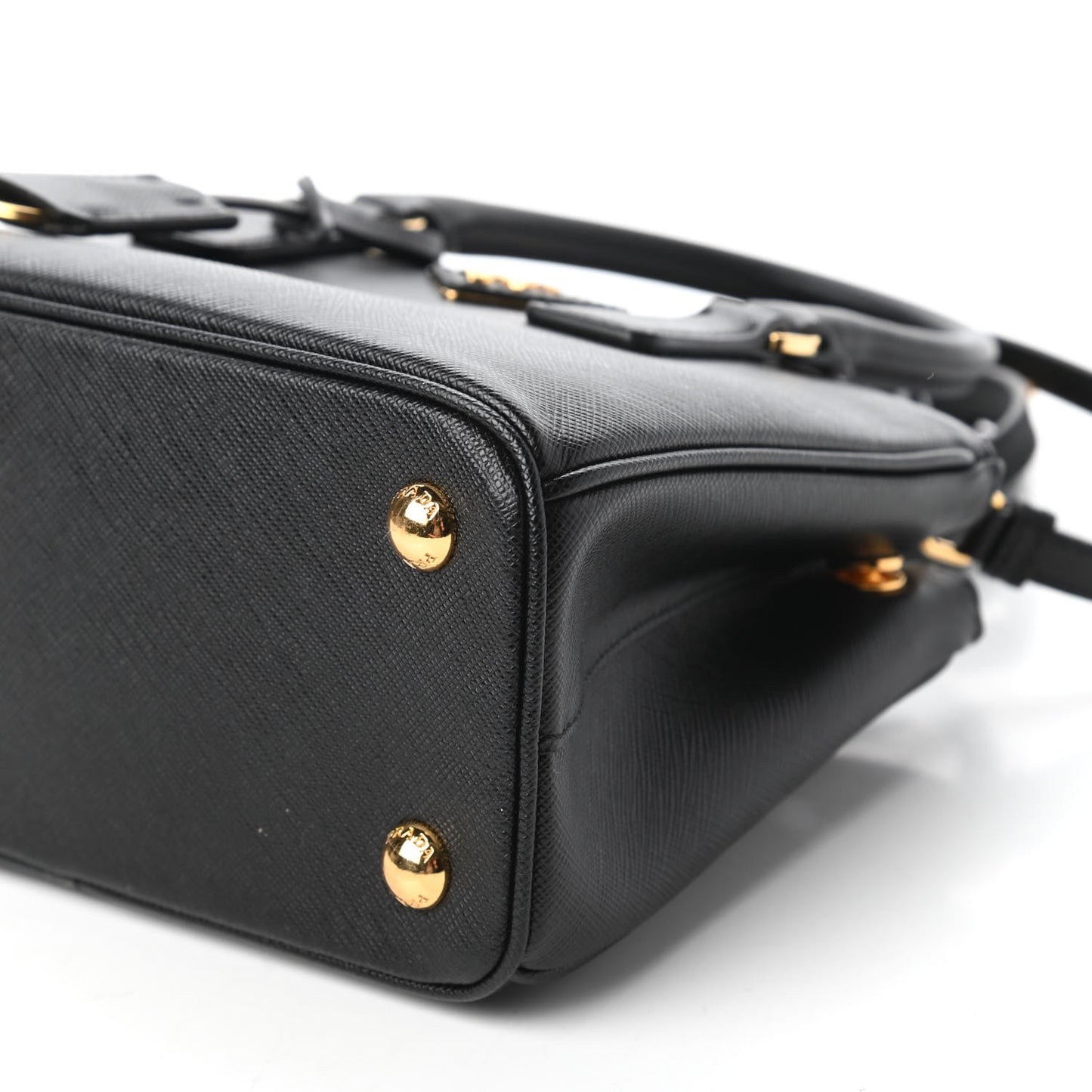 Saffiano Lux Mini Galleria Double Zip Tote Black