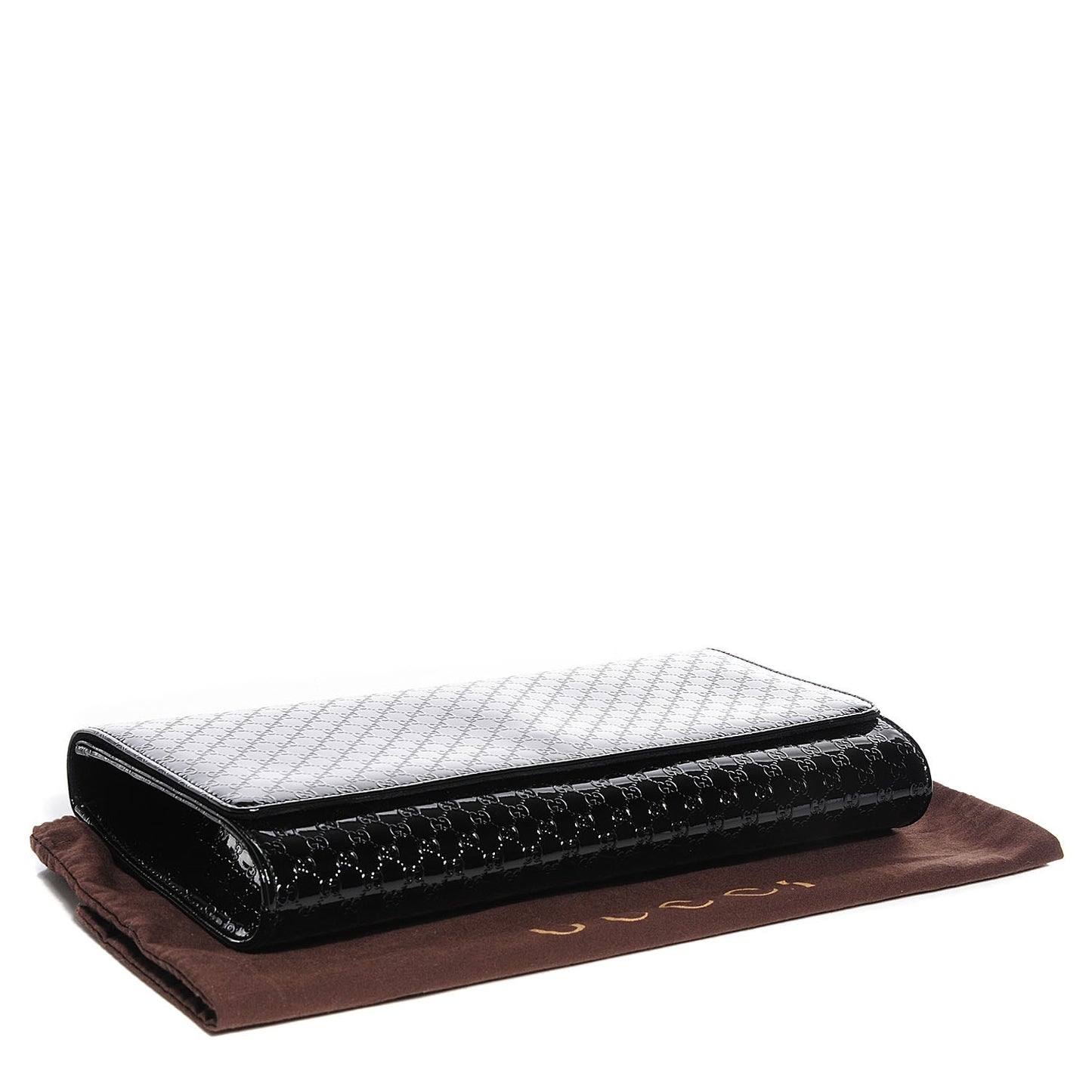Patent Microguccissima Medium Broadway Evening Clutch Black