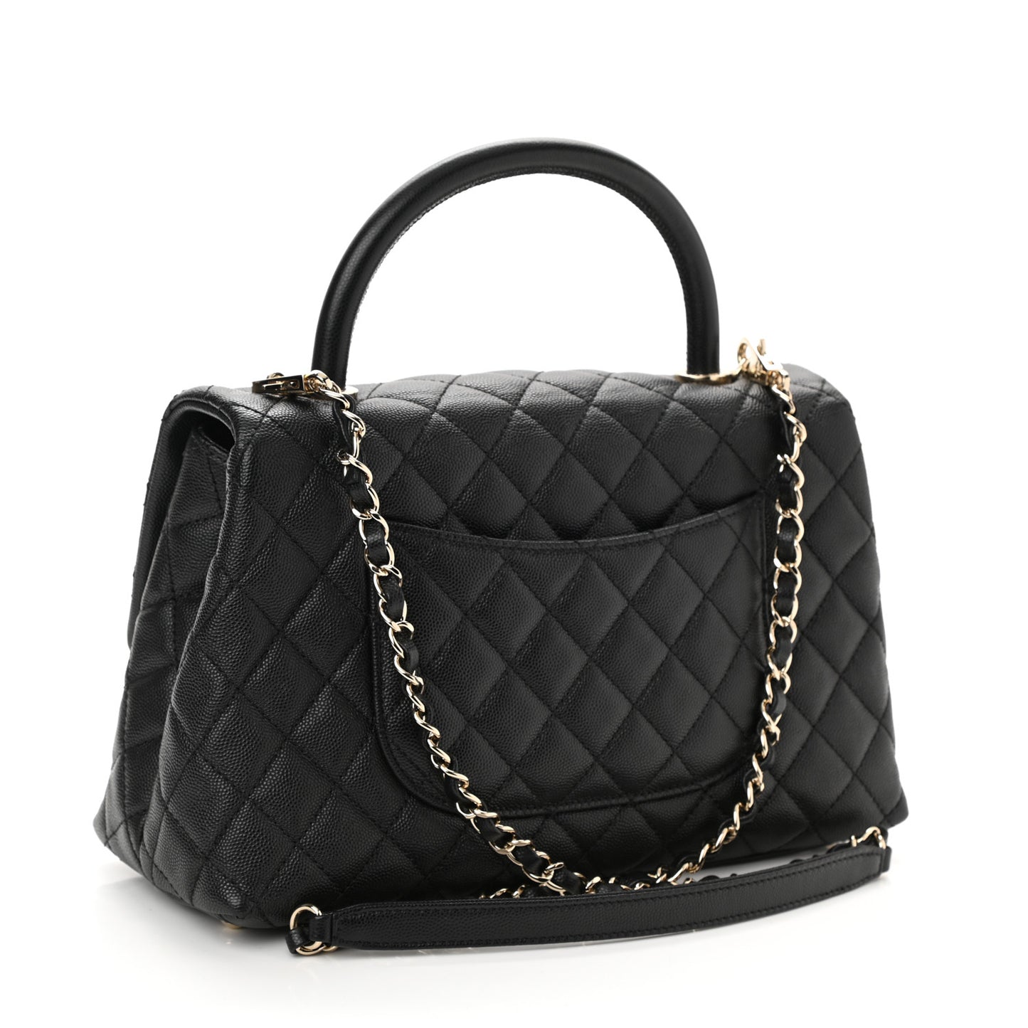 Caviar Quilted Small Coco Handle Flap Black