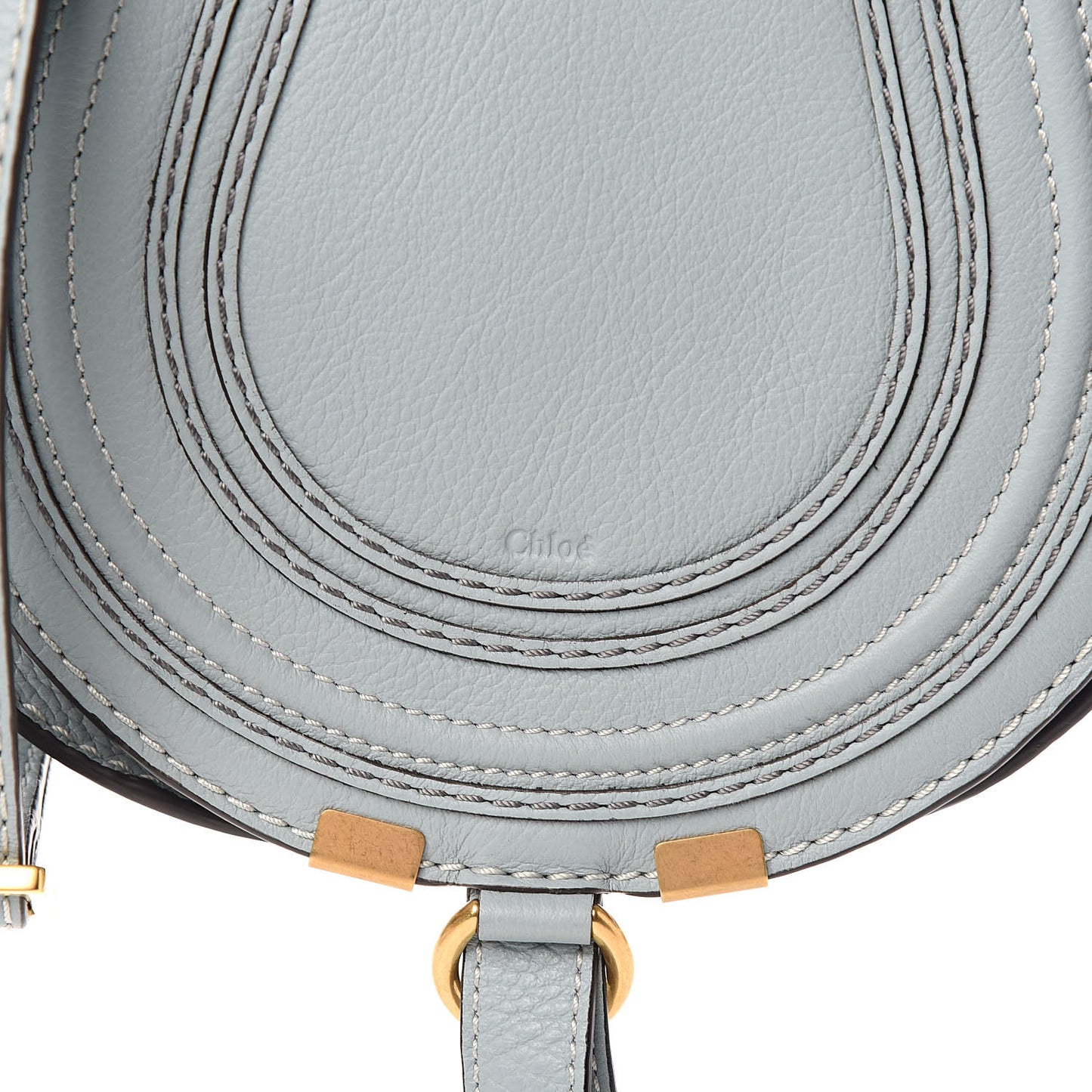 Calfskin Mini Marcie Round Crossbody Bag Faded Blue