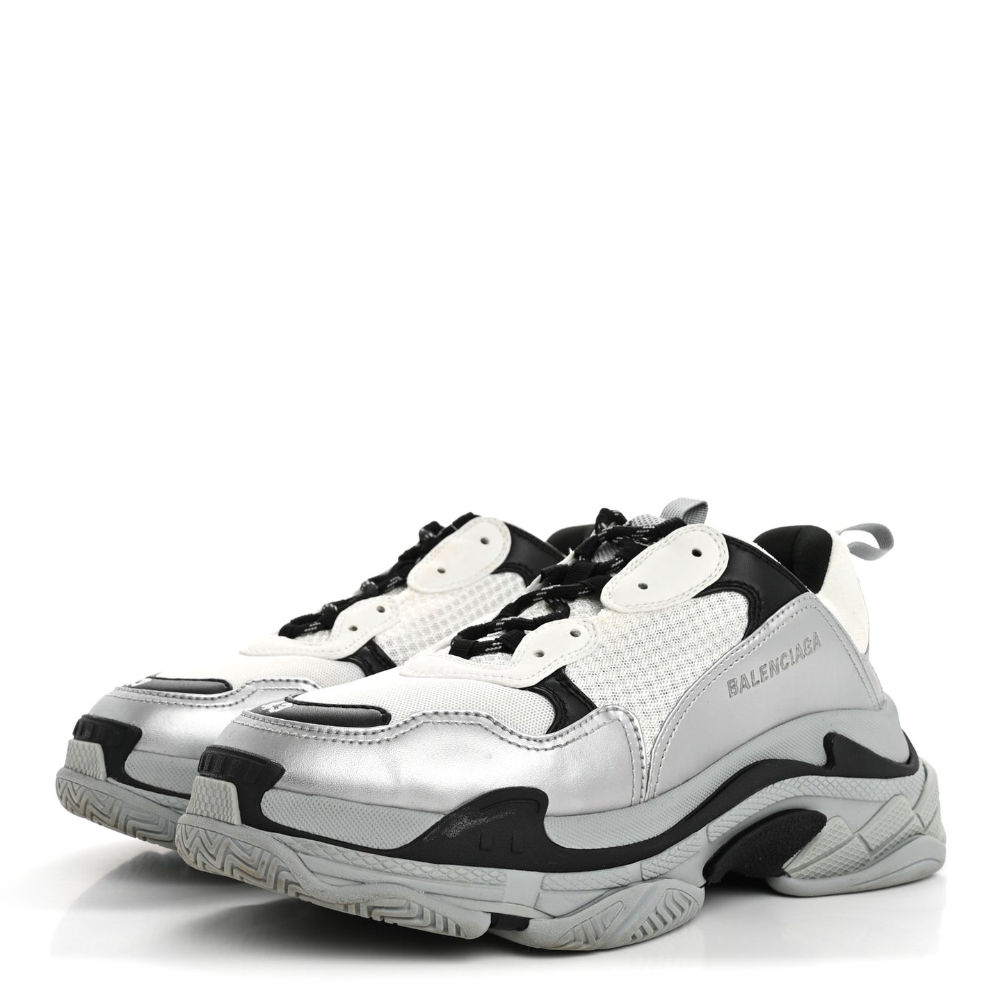 Metallic Fabric Mesh Mens Triple S Sneakers 10 Grey Dark Grey Black