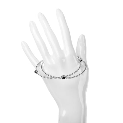 David Yurman Sterling Silver Black Onyx Color Classics Bangle Bracelet Set of 2 2 of 6