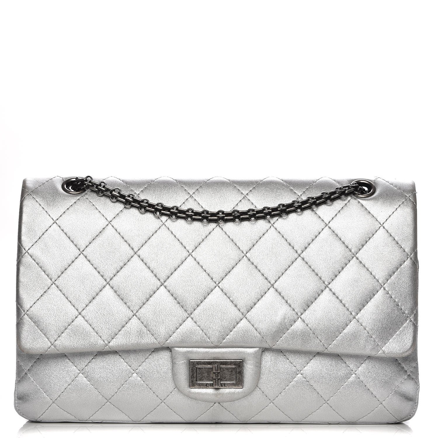 Chanel Metallic Lambskin Quilted 2.55 Reissue 227 Flap Silver 1 of 9