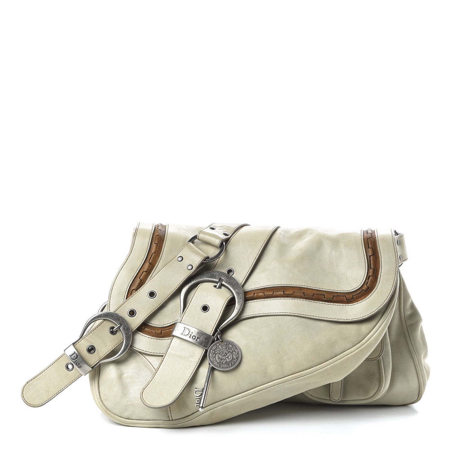 Calfskin Gaucho Double Saddle Bag Ivory