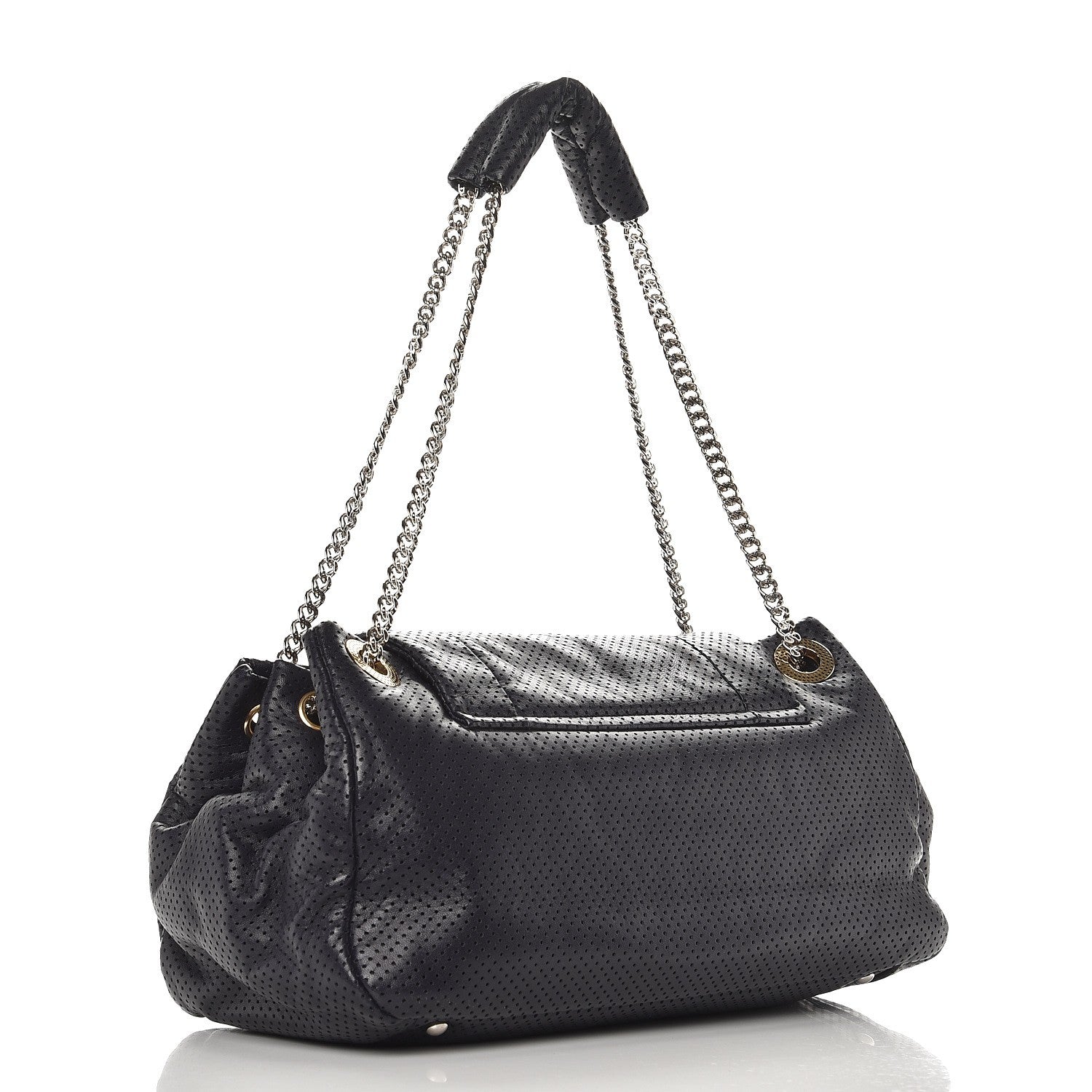 Chanel Calfskin Perforated Large Drill Accordion Flap Navy Blue 3 of 7