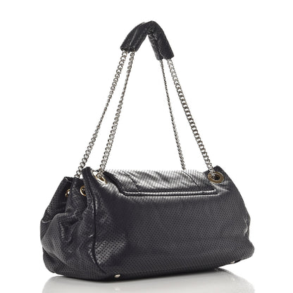 Chanel Calfskin Perforated Large Drill Accordion Flap Navy Blue 3 of 7