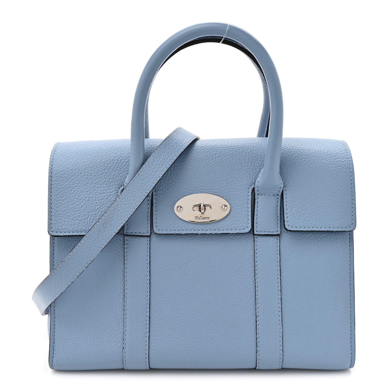 Mulberry Classic Grain Calfskin Small Bayswater Porcelain Blue 1 of 15