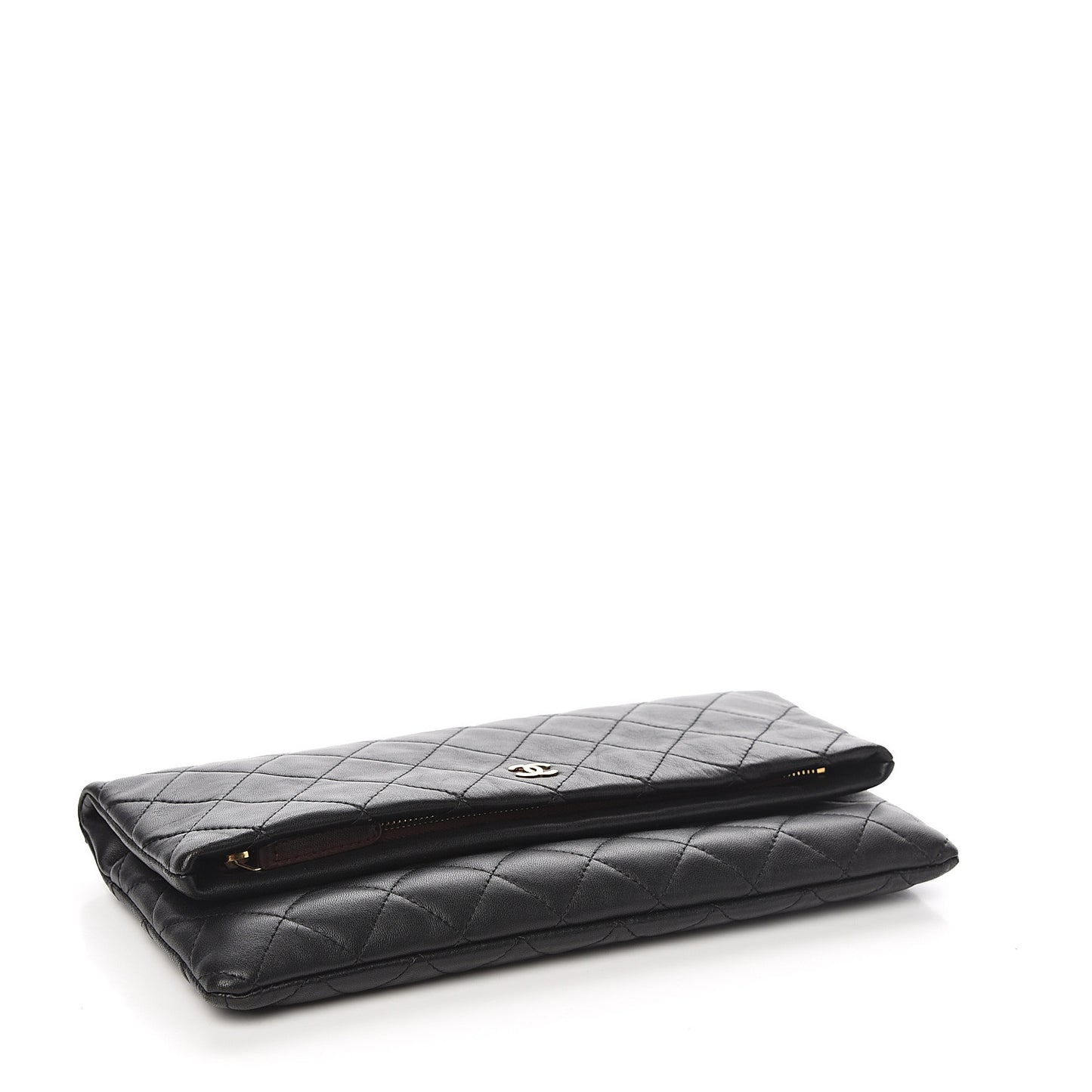 Lambskin Quilted CC Beauty Clutch Black
