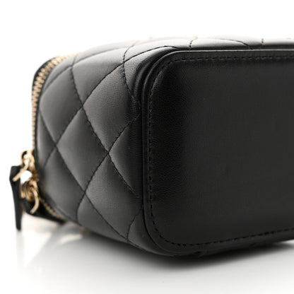 Chanel Lambskin Quilted Top Handle Mini Vanity Case With Chain Black 9 of 11