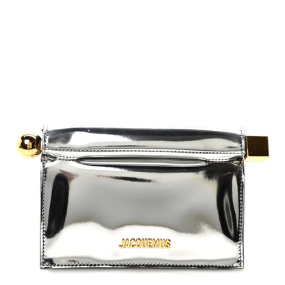 Jacquemus Metallic Patent Calfskin La Pochette Rond Carre Bag Silver 1 of 10
