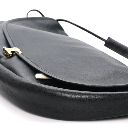 Celine Shiny Lambskin Soft Triomphe Half Moon Bag Black 9 of 9