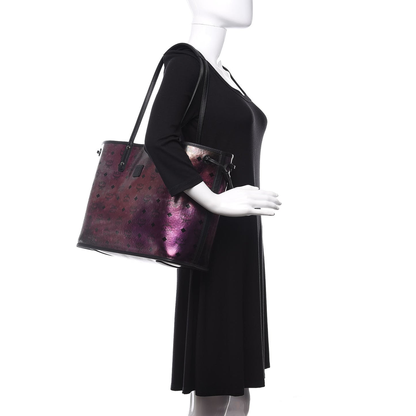 Metallic Galaxy Visetos Medium Project Reversible Shopper Tote Black Multicolor