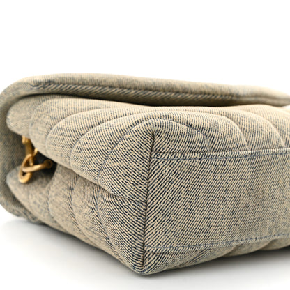 Saint Laurent Denim Y Quilted Monogram Toy Loulou Crossbody Bag Grey 9 of 10