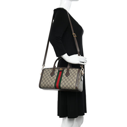 Gucci GG Supreme Monogram Web Medium Ophidia Boston Brown 2 of 13