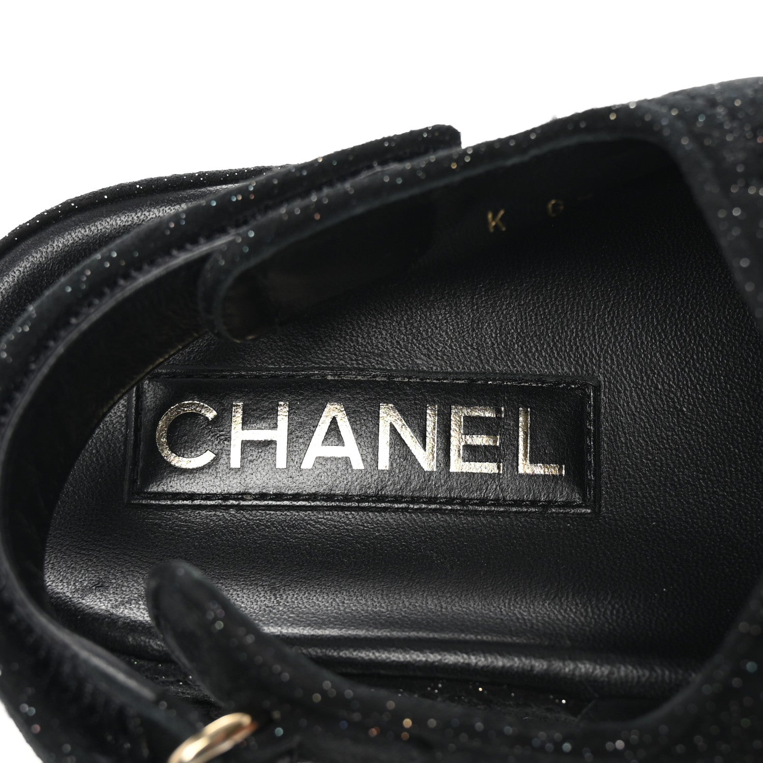 Chanel Suede Calfskin Glitter Crystal Velcro Dad Sandals 40 Black 8 of 9
