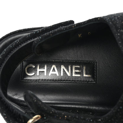 Chanel Suede Calfskin Glitter Crystal Velcro Dad Sandals 40 Black 8 of 9