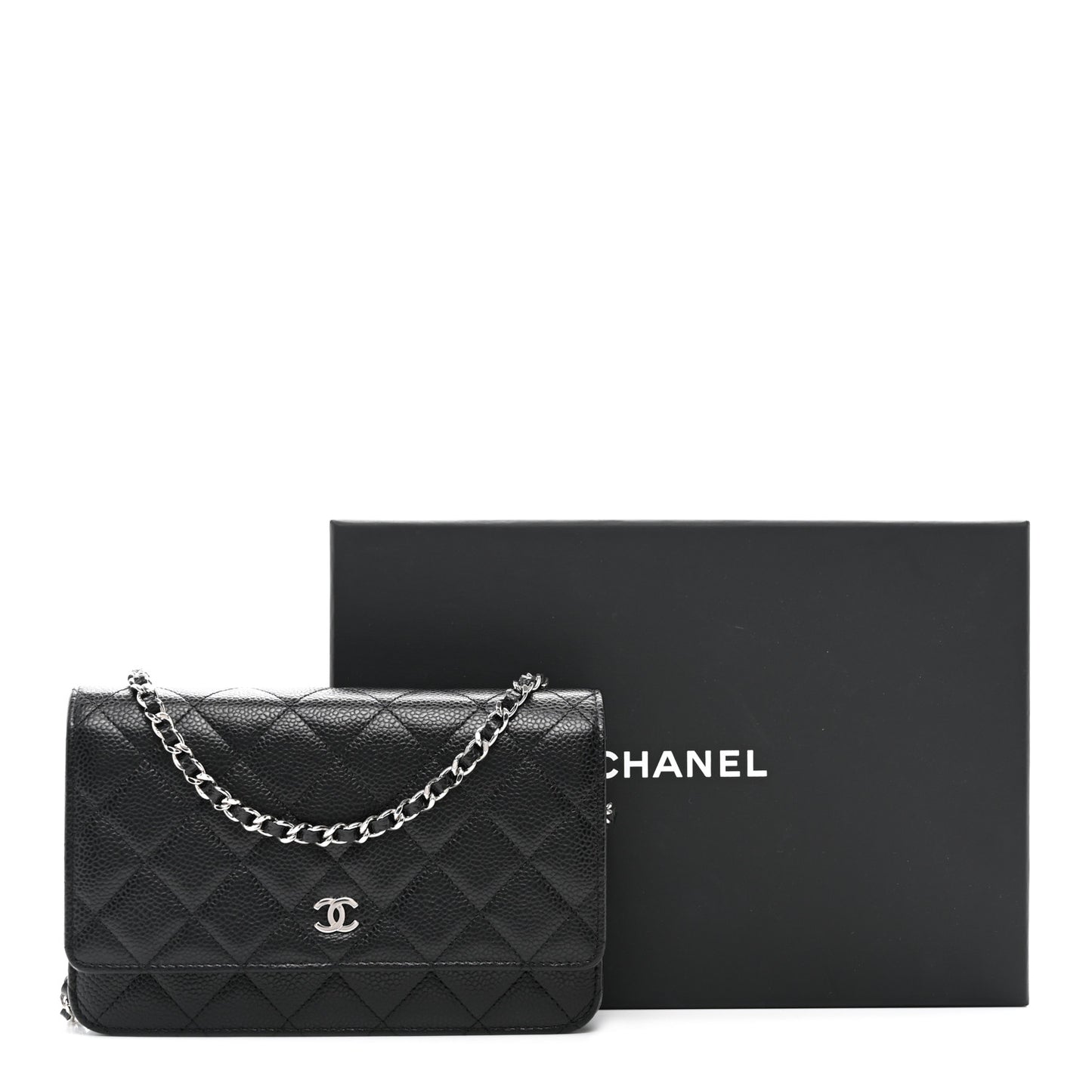 Caviar Quilted Wallet On Chain WOC Black