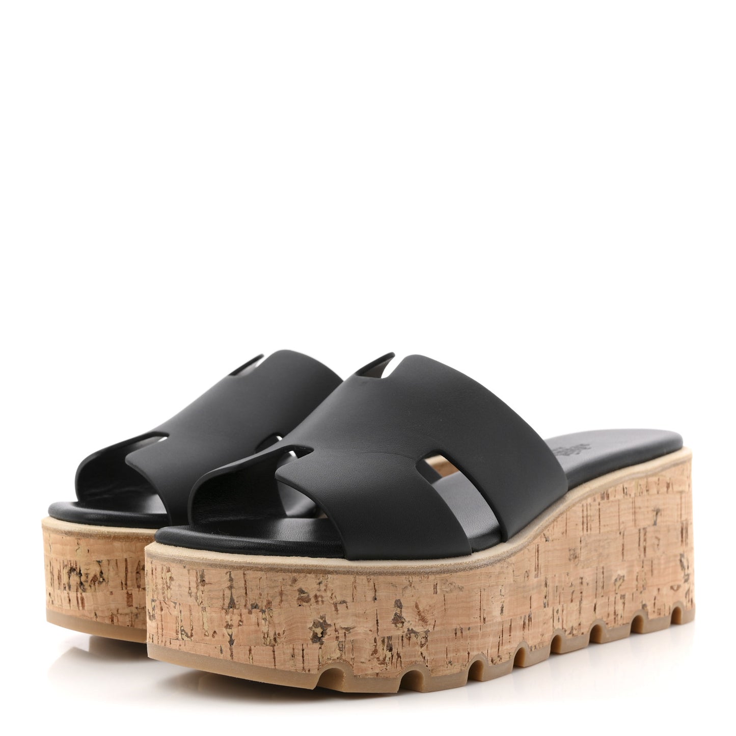 Calfskin Cork Eze 30 Sandals 38 Black