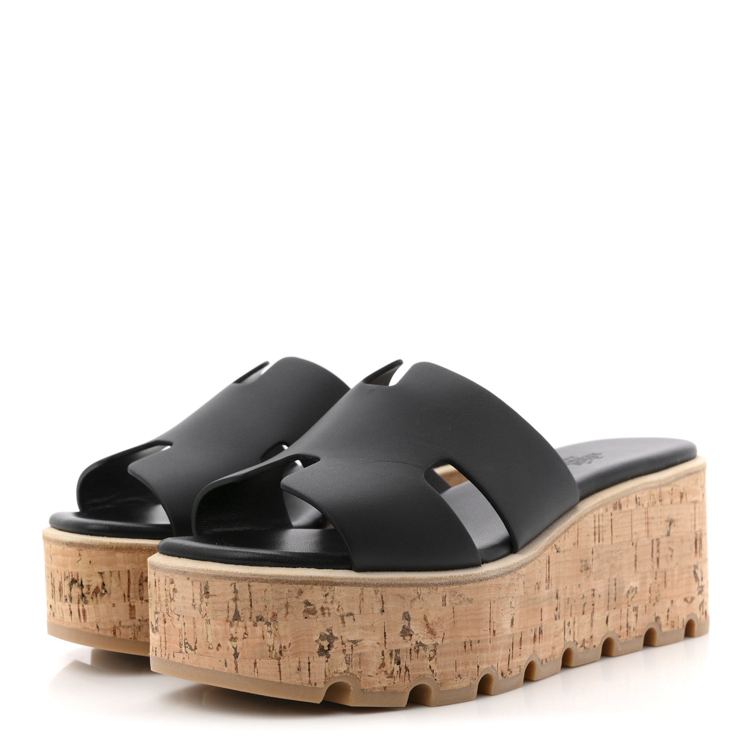 Hermes Calfskin Cork Eze 30 Sandals 38 Black 4 of 11