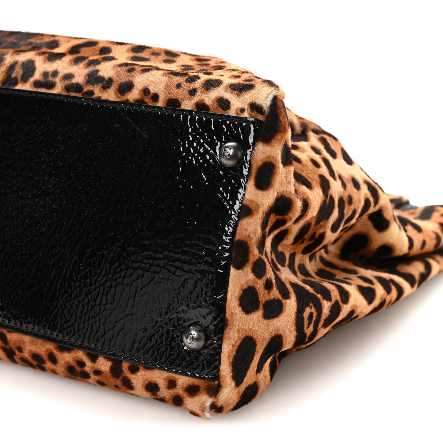 Calf Hair Leopard Print Zucca Large Peekaboo Iconic Satchel Tobacco