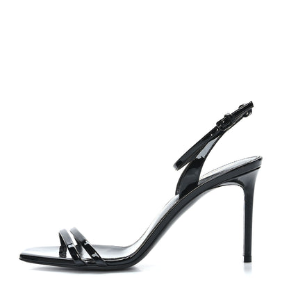 Saint Laurent Patent Amber Flower Ankle Pumps 40 Black 1 of 7