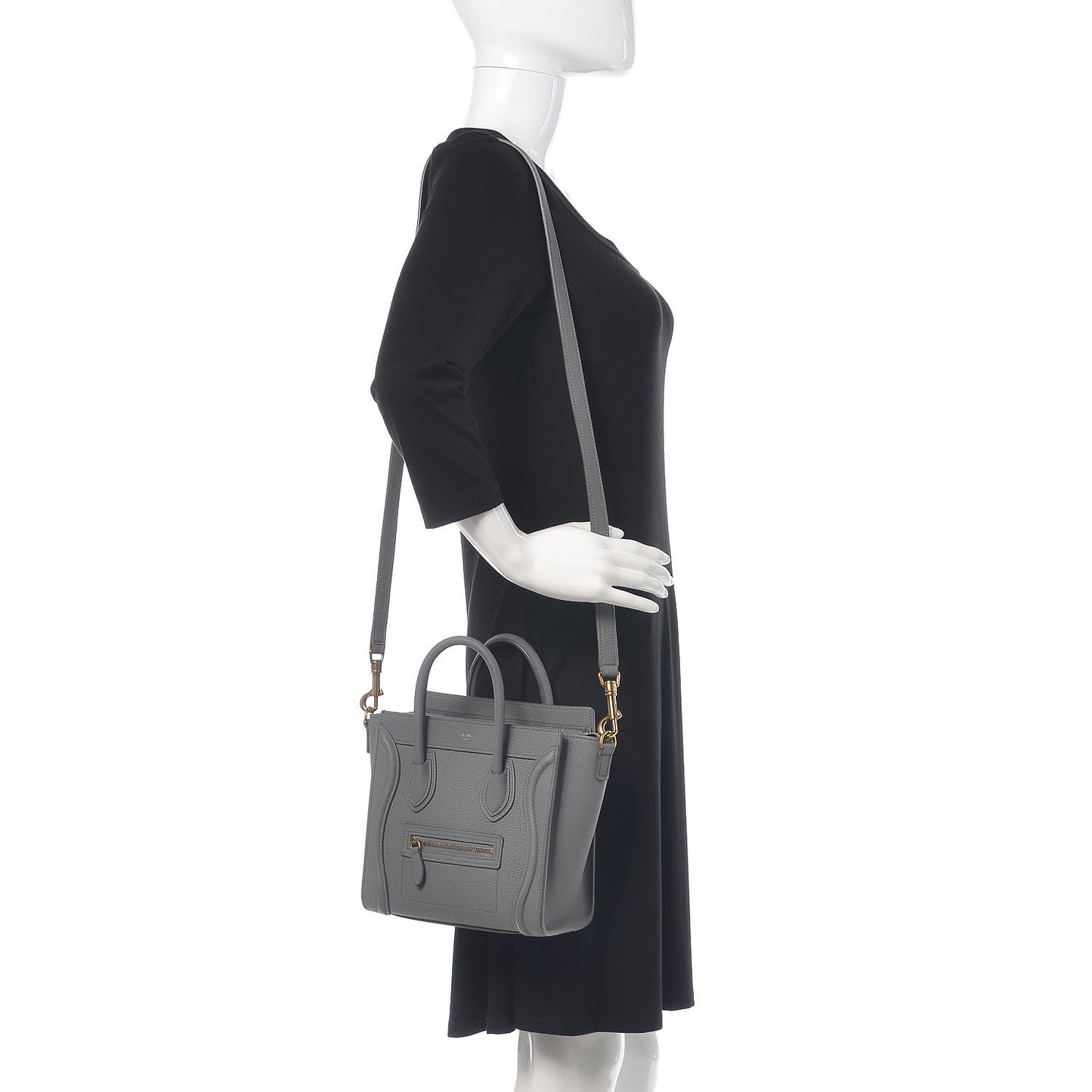 Drummed Calfskin Nano Luggage Kohl