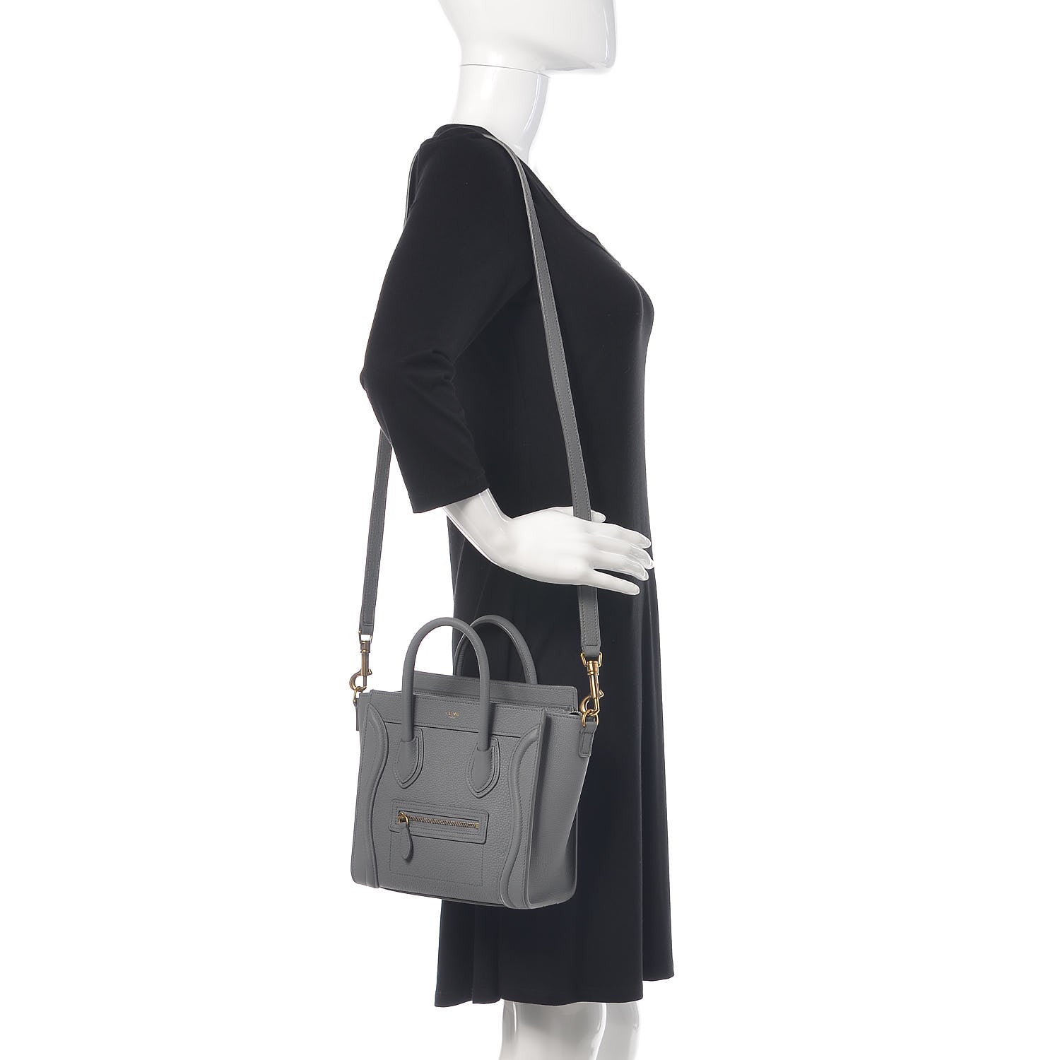 Celine Drummed Calfskin Nano Luggage Kohl 2 of 11
