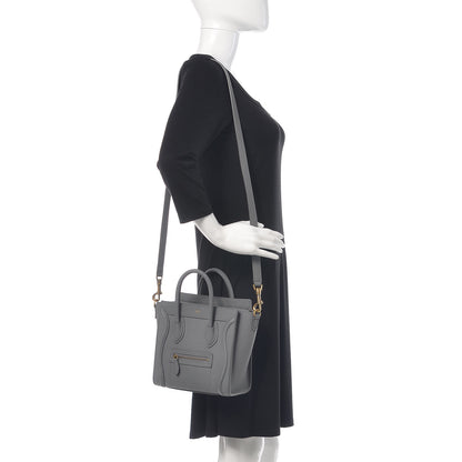 Celine Drummed Calfskin Nano Luggage Kohl 2 of 11