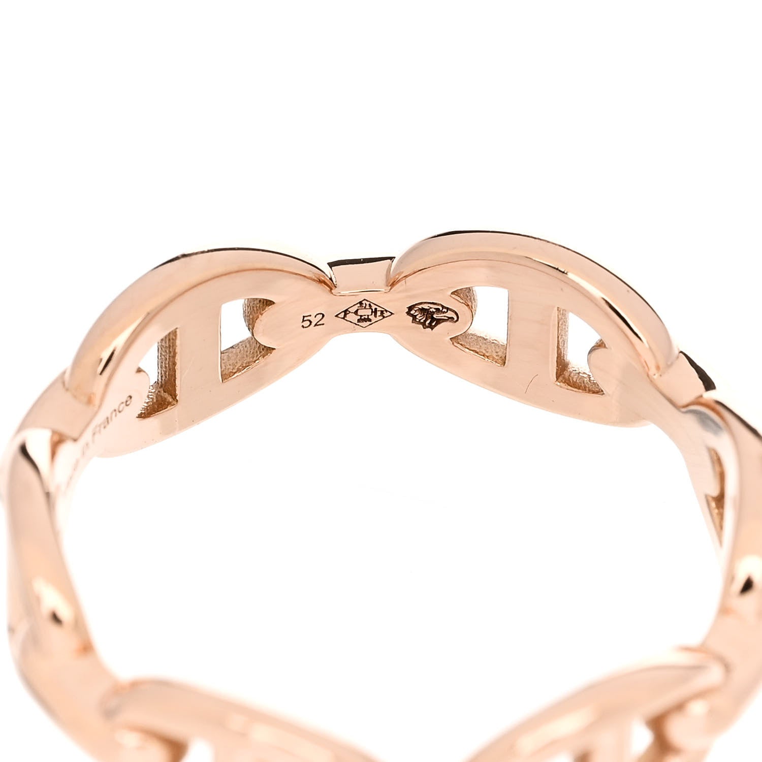 Hermes 18K Rose Gold PM Chaine d'Ancre Enchainee Ring 52 6 6 of 9