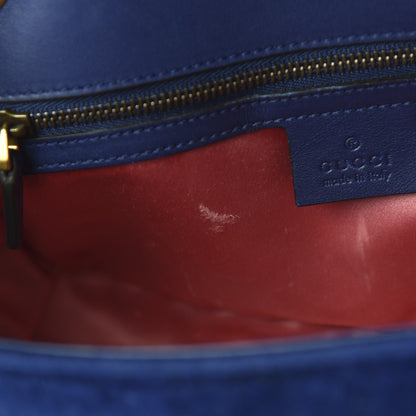 Gucci Velvet Matelasse Small GG Marmont Shoulder Bag Cobalt Blue 11 of 12