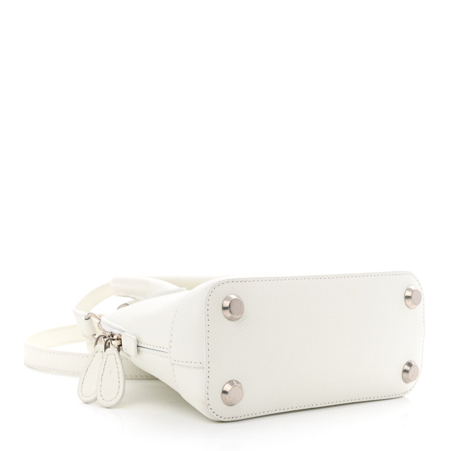 Grained Calfskin Logo XXS Ville Top Handle Bag White Fluo Pink