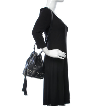 Saint Laurent Calfskin Small Y Studs Bucket Bag Black 2 of 10